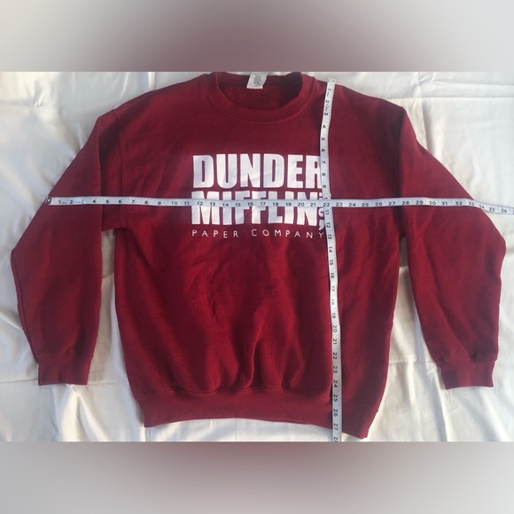 The Office Dunder Mufflin Crew Neck Red Pull Over Sweater Size Large - Picture 5 of 6